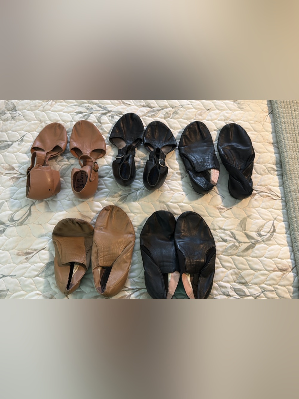 Mixed Leather Dance Shoes - Black and Tan